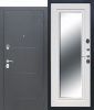 Дверь стальная Феррони 7,5 см Гарда Серебро Зеркало фацет Белый ясень 960 левая